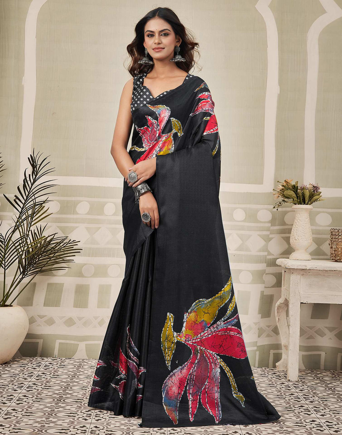 Black Khadi Printed Saree