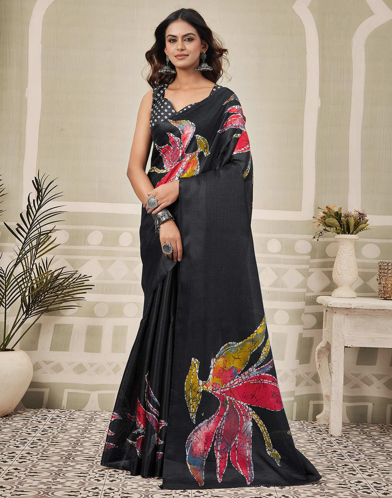 Black Khadi Printed Saree