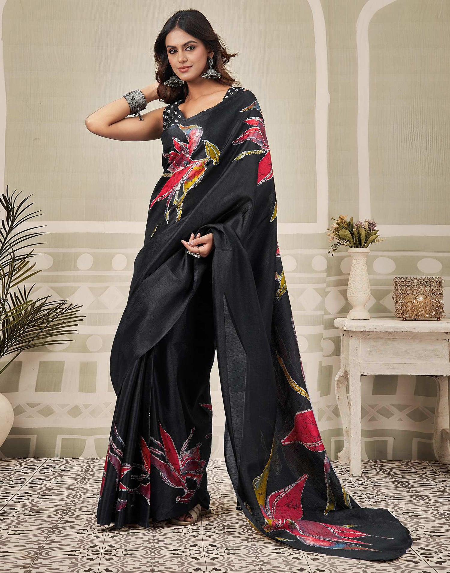 Black Khadi Printed Saree