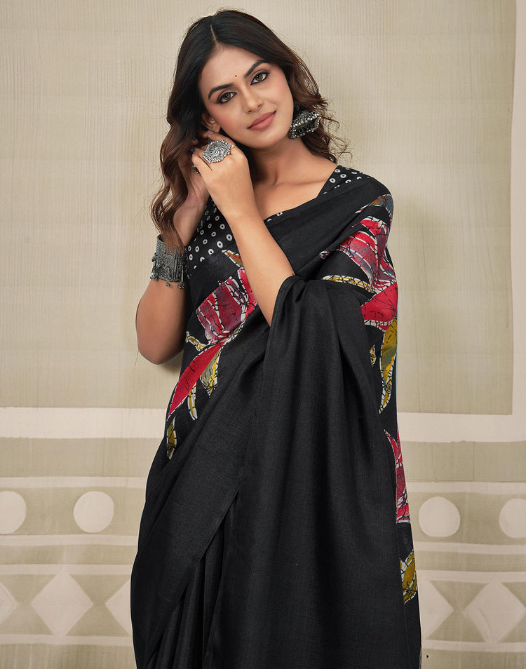 Black Khadi Printed Saree