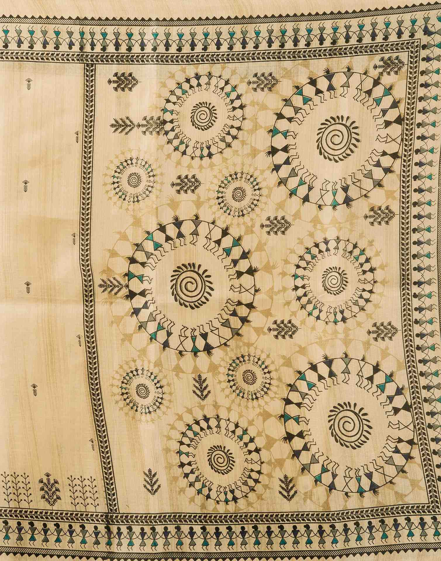 Beige Khadi Printed Saree