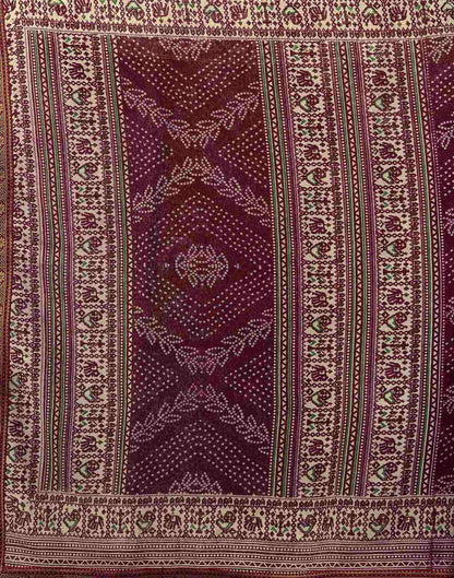 Wine Georgette Bandhani Saree