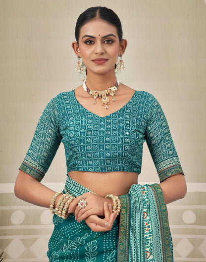 Teal Blue Georgette Bandhani Saree