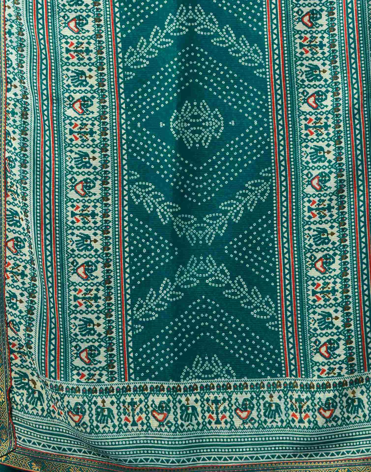 Teal Blue Georgette Bandhani Saree