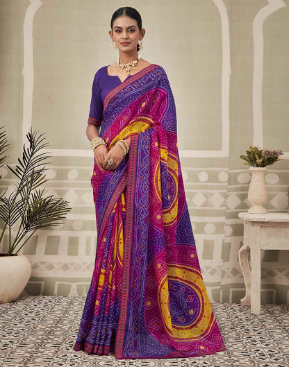 Purple Georgette Bandhani Saree