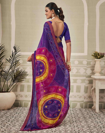 Purple Georgette Bandhani Saree
