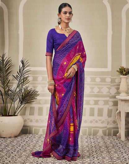 Purple Georgette Bandhani Saree