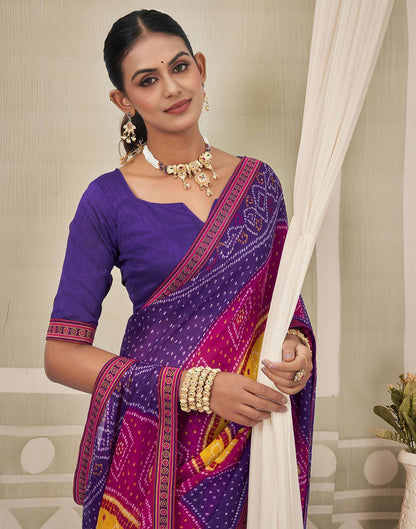 Purple Georgette Bandhani Saree