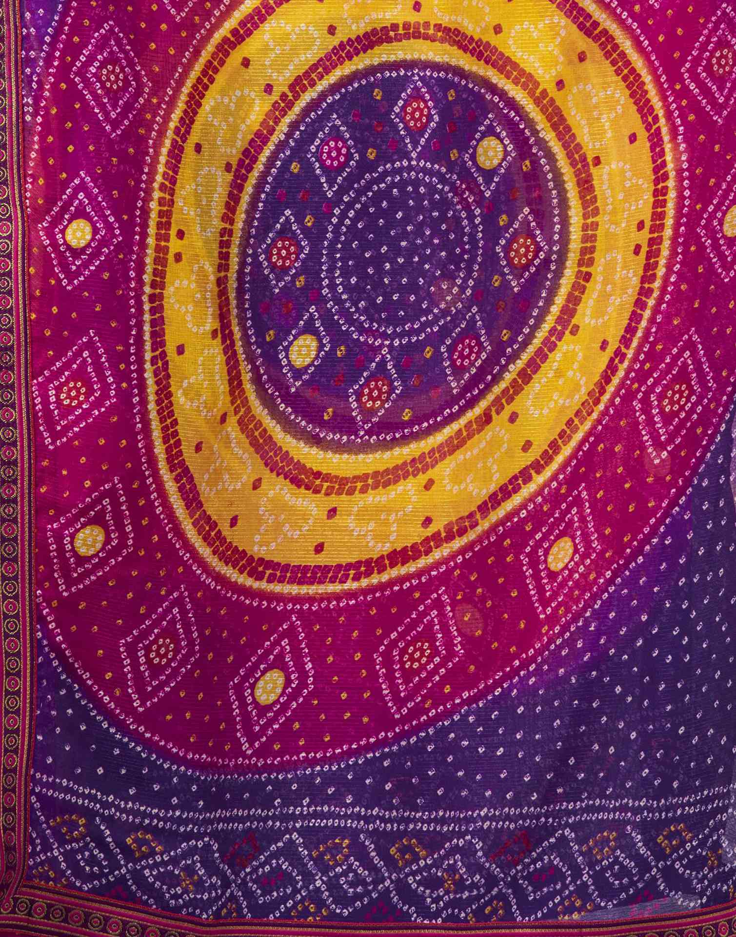 Purple Georgette Bandhani Saree