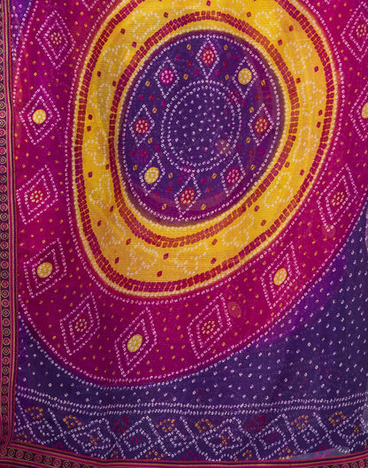 Purple Georgette Bandhani Saree