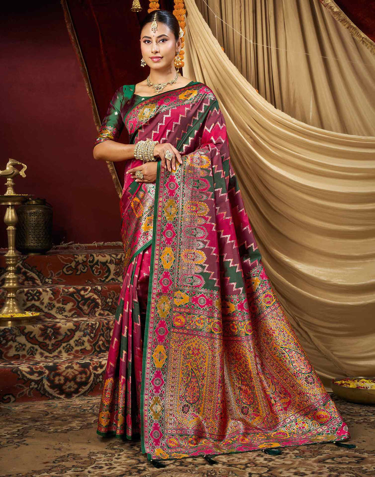 Multicoloured Silk Woven Banarasi Saree