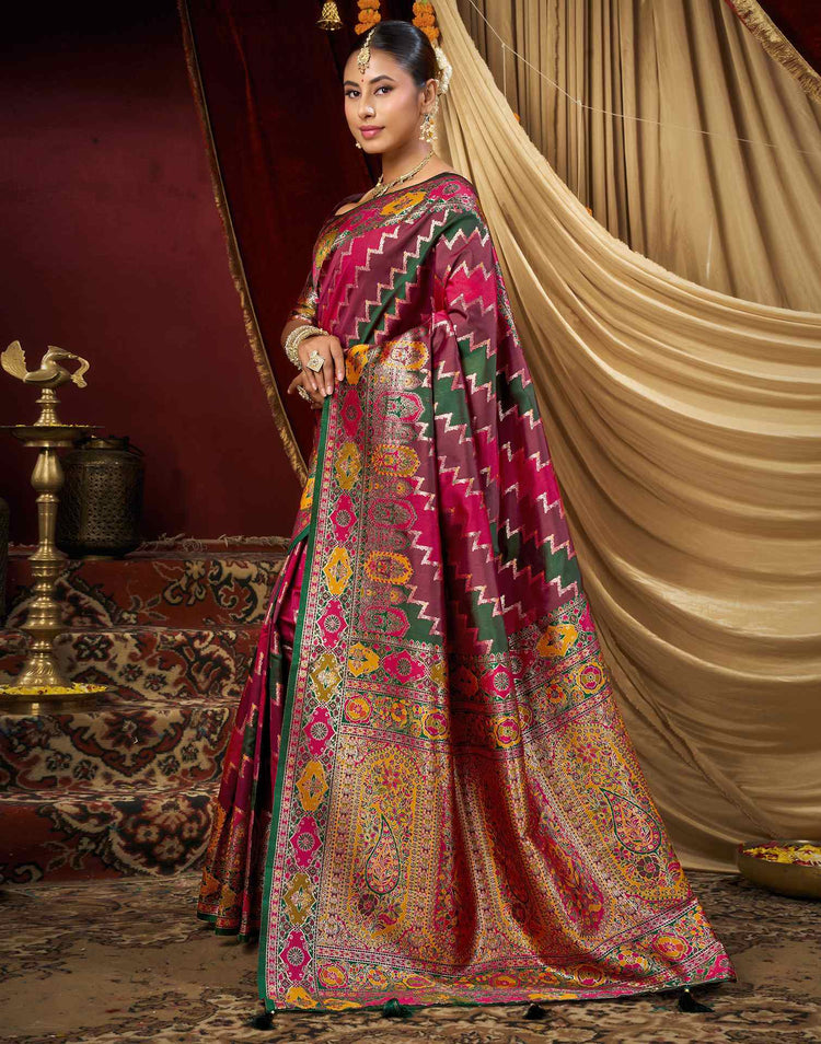Multicoloured Silk Woven Banarasi Saree