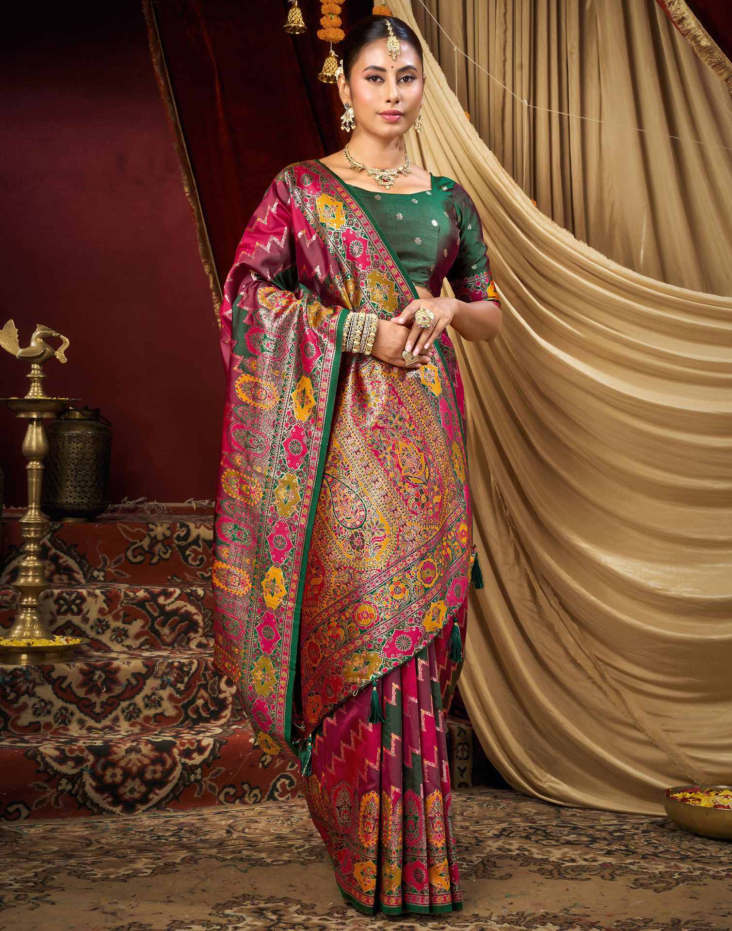 Multicoloured Silk Woven Banarasi Saree