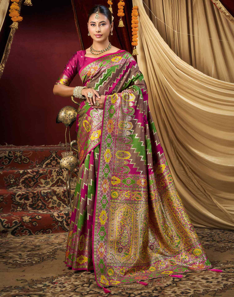 Multicoloured Silk Woven Banarasi Saree