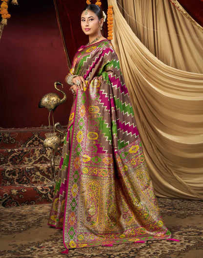 Multicoloured Silk Woven Banarasi Saree
