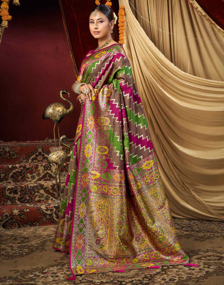 Multicoloured Silk Woven Banarasi Saree