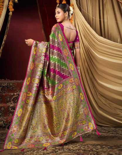 Multicoloured Silk Woven Banarasi Saree