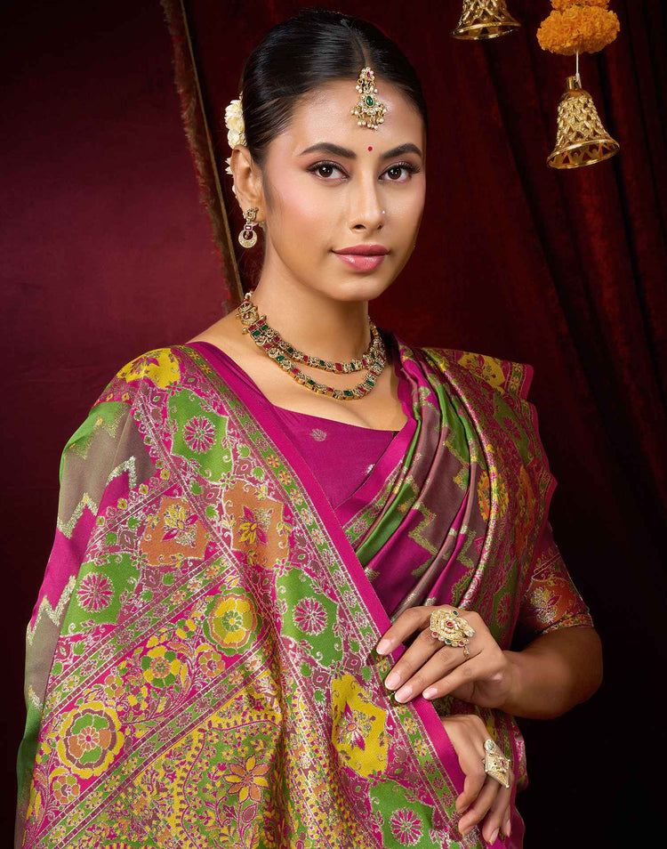 Multicoloured Silk Woven Banarasi Saree