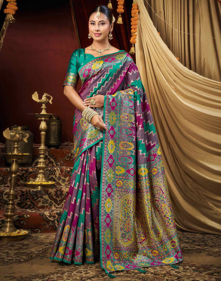 Multicoloured Silk Woven Banarasi Saree