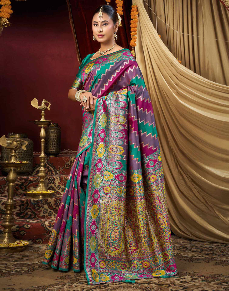 Multicoloured Silk Woven Banarasi Saree