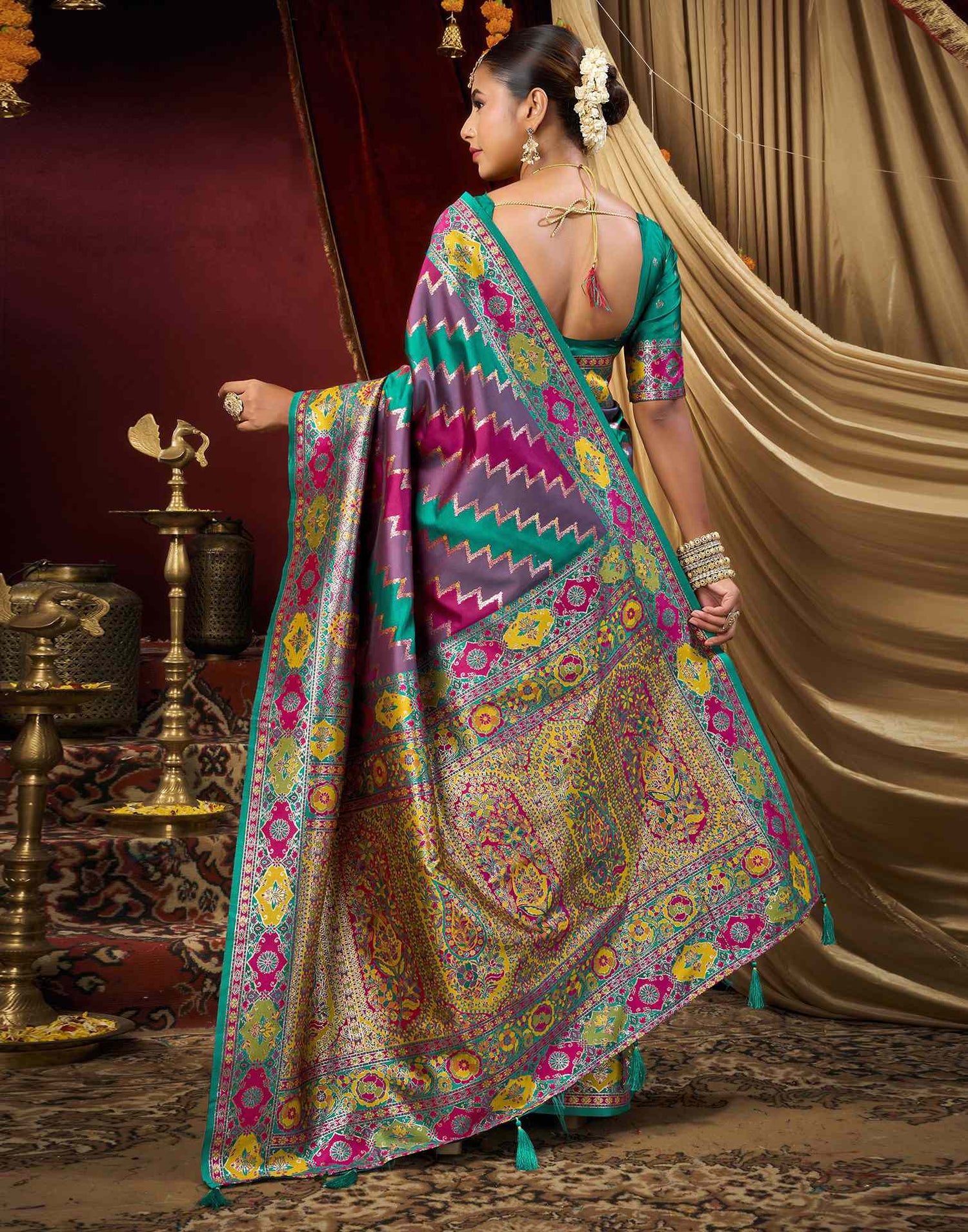 Multicoloured Silk Woven Banarasi Saree