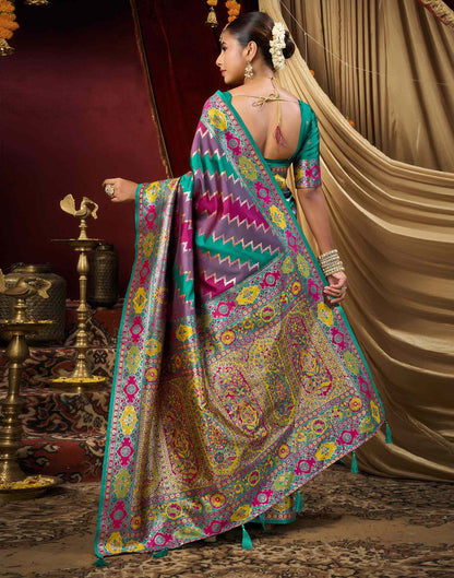 Multicoloured Silk Woven Banarasi Saree