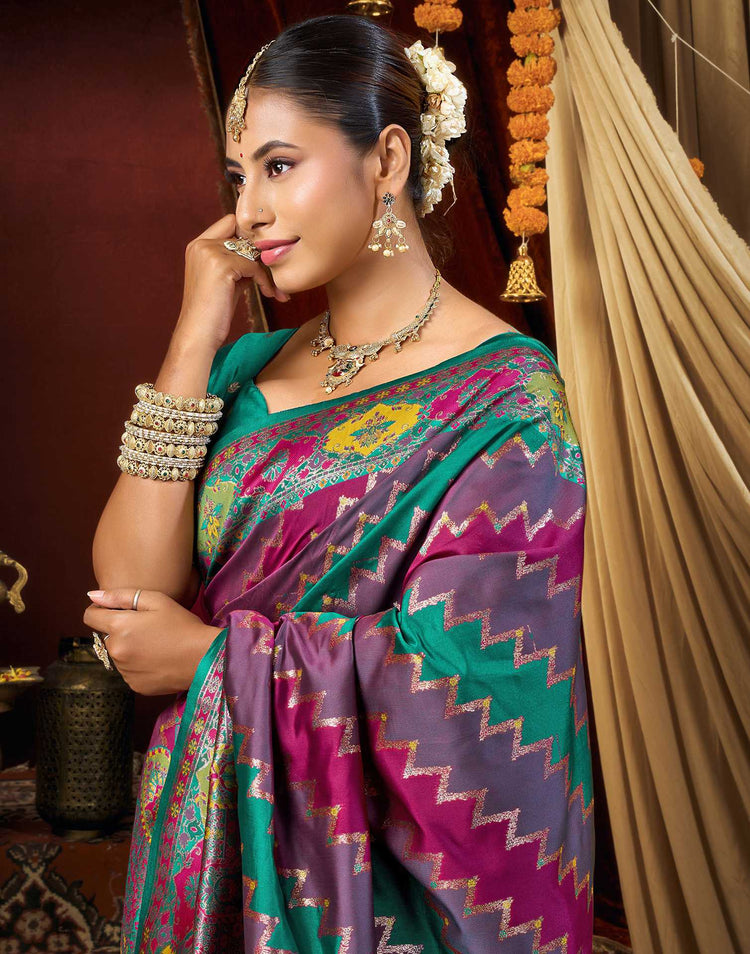 Multicoloured Silk Woven Banarasi Saree