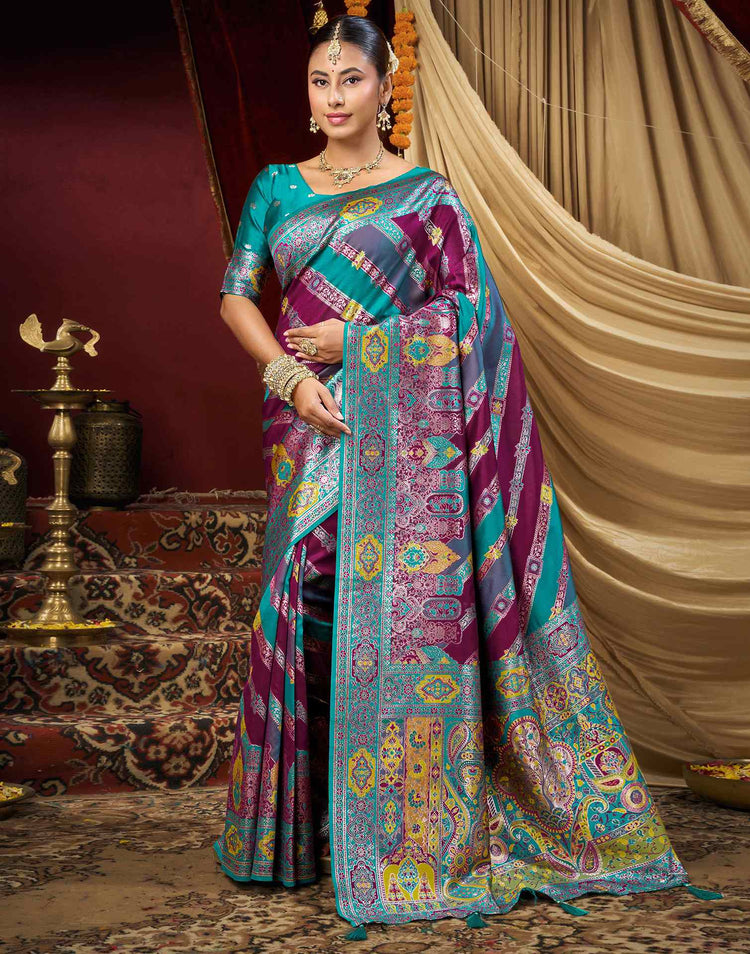 Purple Silk Woven Banarasi Saree