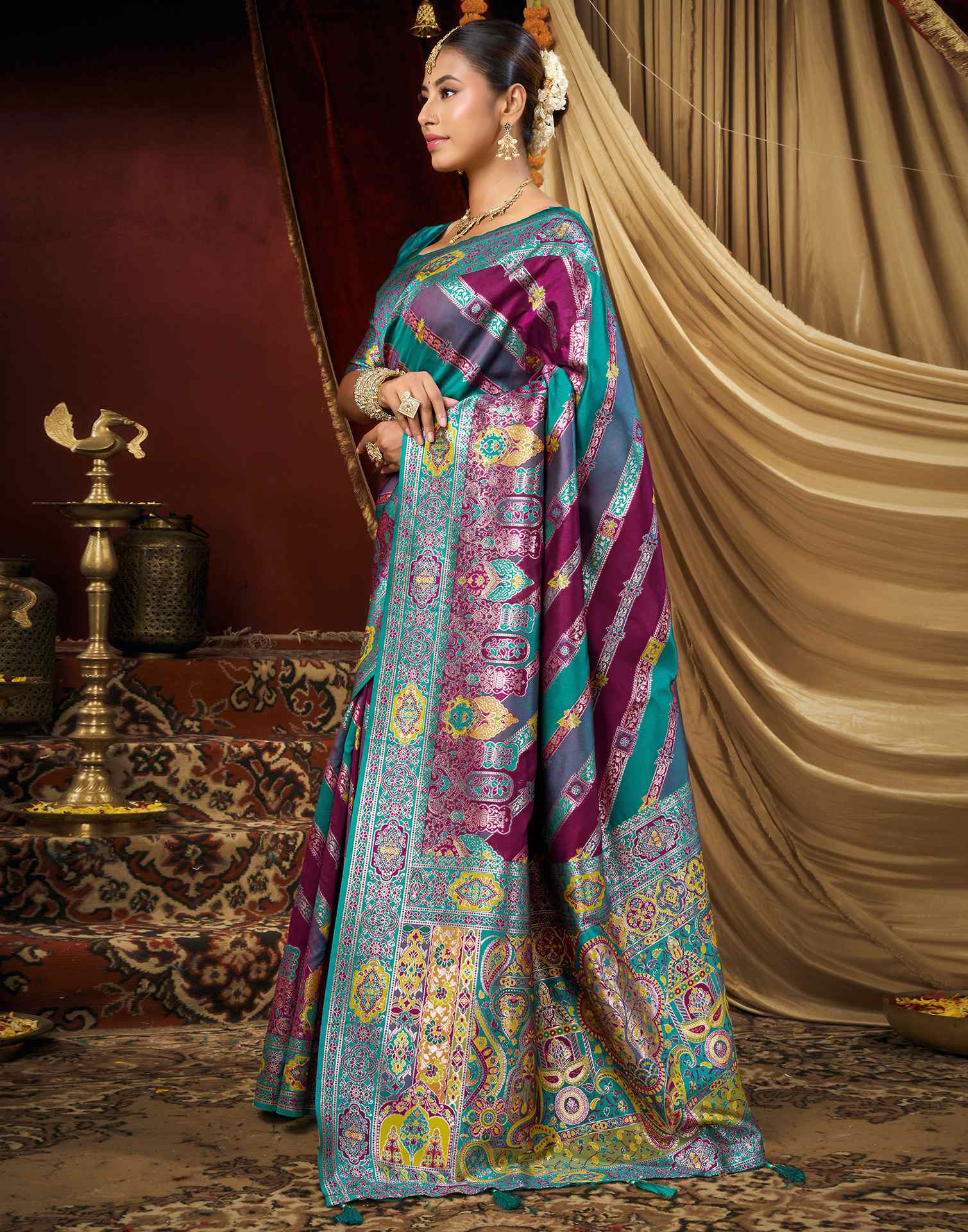 Purple Silk Woven Banarasi Saree
