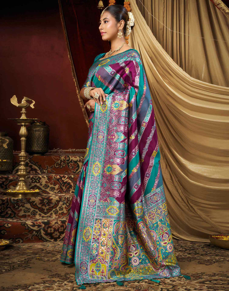 Purple Silk Woven Banarasi Saree