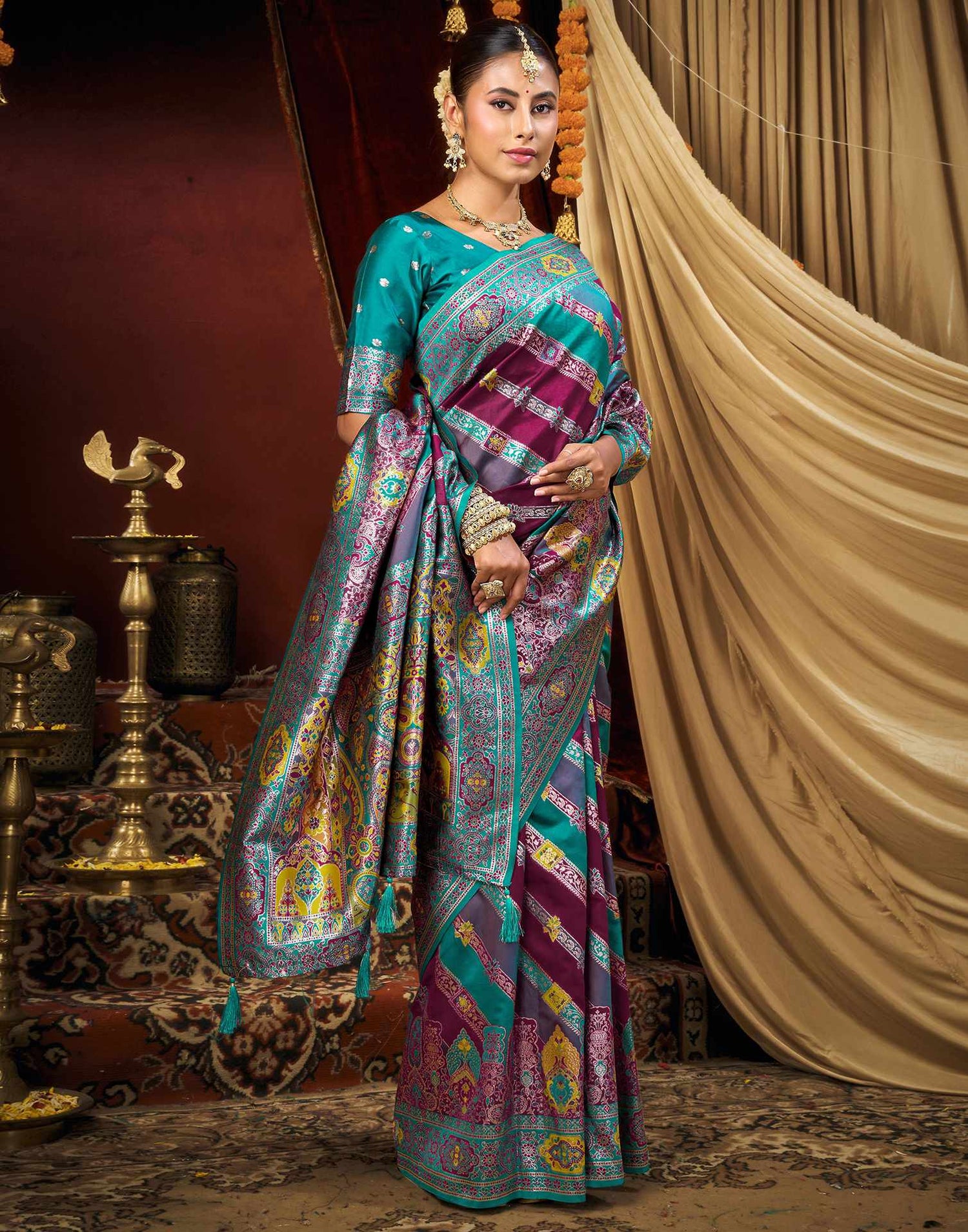 Purple Silk Woven Banarasi Saree