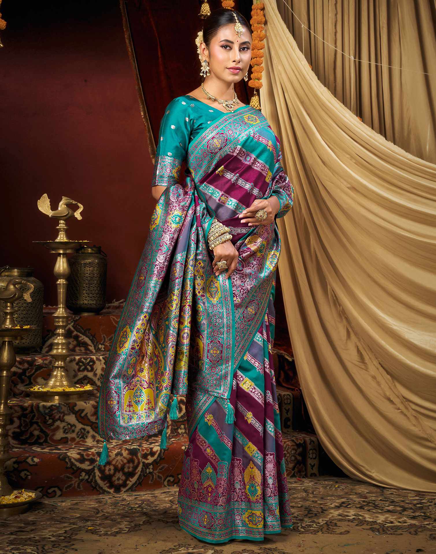 Purple Silk Woven Banarasi Saree