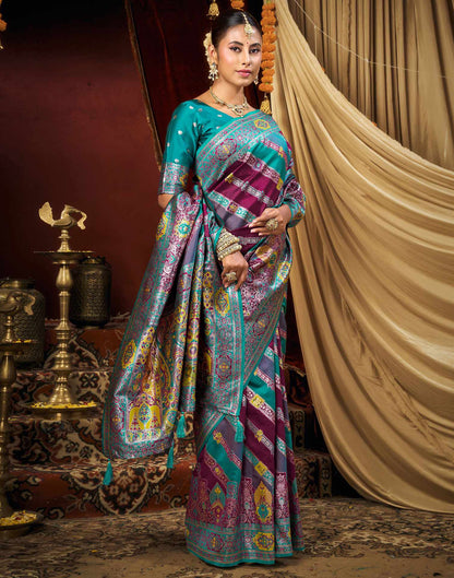 Purple Silk Woven Banarasi Saree