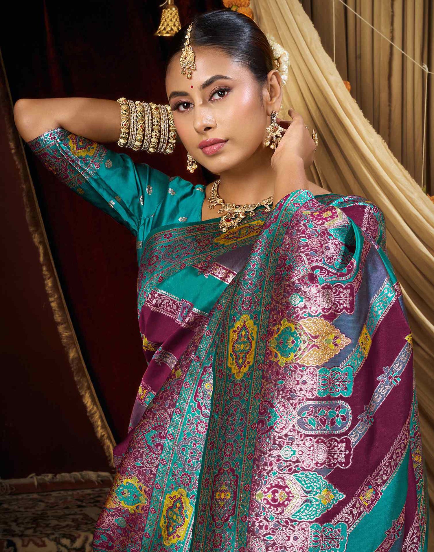 Purple Silk Woven Banarasi Saree