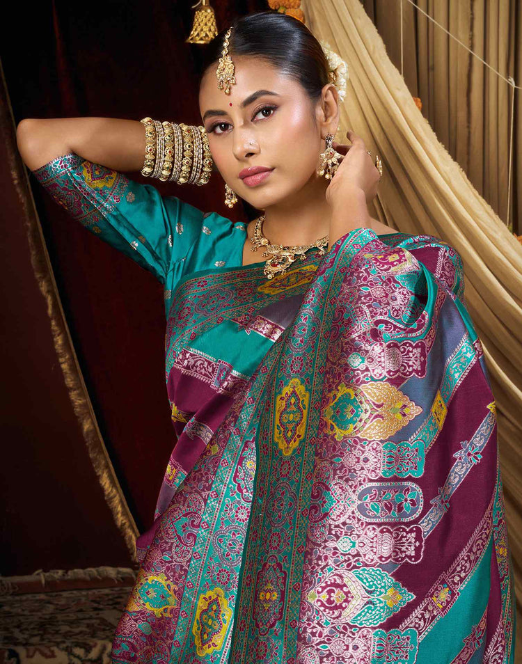 Purple Silk Woven Banarasi Saree