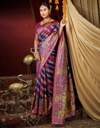 Navy Blue Silk Woven Banarasi Saree