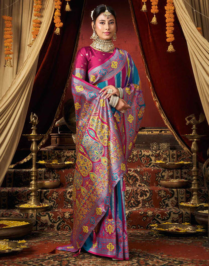 Teal Blue Silk Woven Banarasi Saree