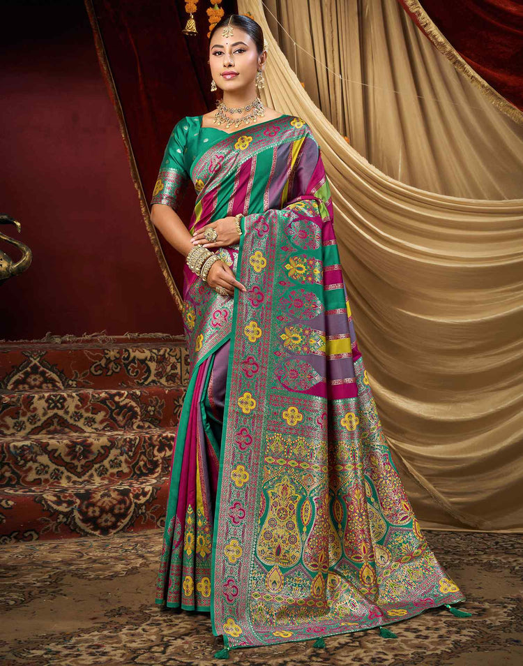 Multicoloured Silk Woven Banarasi Saree