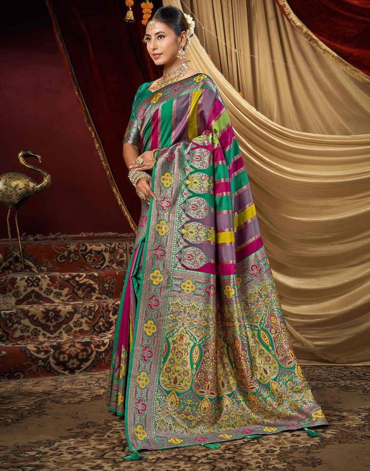 Multicoloured Silk Woven Banarasi Saree