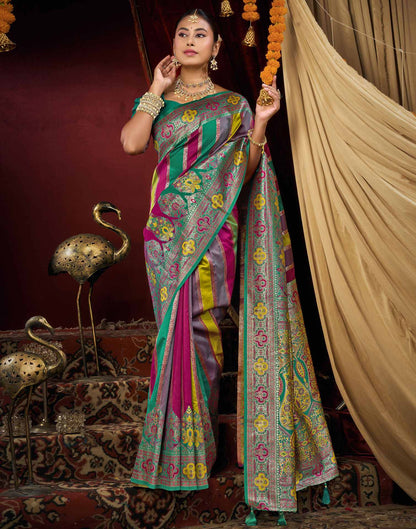 Multicoloured Silk Woven Banarasi Saree