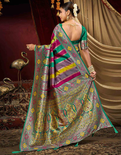 Multicoloured Silk Woven Banarasi Saree