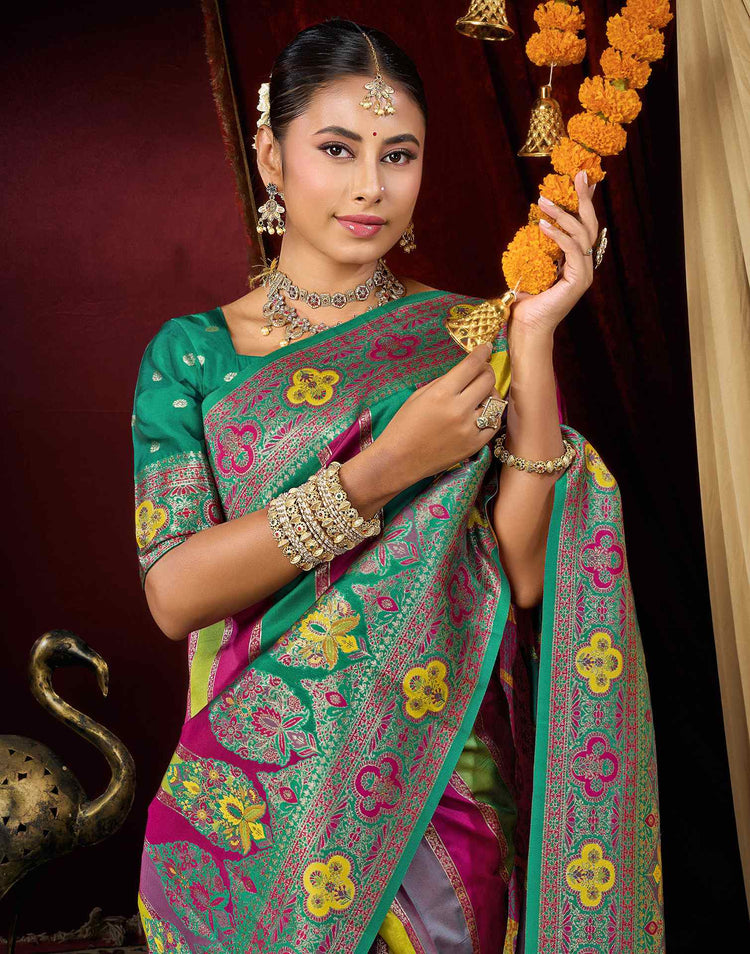 Multicoloured Silk Woven Banarasi Saree
