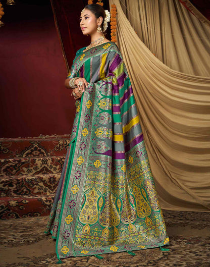 Teal Green Silk Woven Banarasi Saree