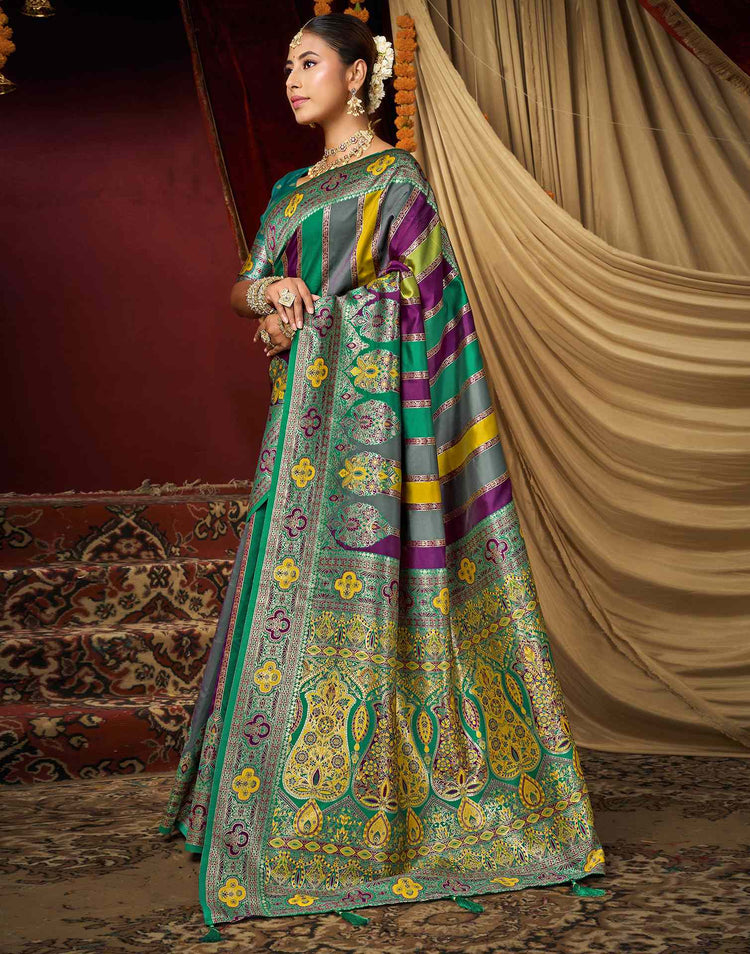 Teal Green Silk Woven Banarasi Saree