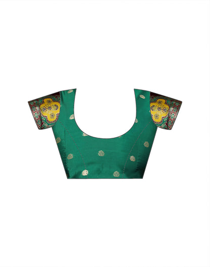Teal Green Silk Woven Banarasi Saree