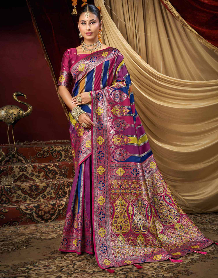 Navy Blue Silk Woven Banarasi Saree