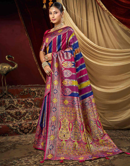 Navy Blue Silk Woven Banarasi Saree
