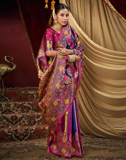 Navy Blue Silk Woven Banarasi Saree