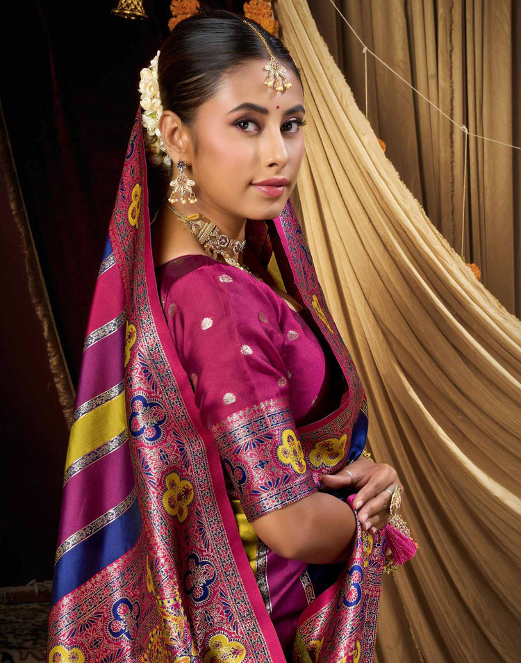 Navy Blue Silk Woven Banarasi Saree