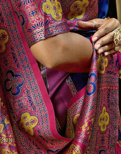 Navy Blue Silk Woven Banarasi Saree